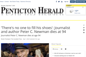 Remembering Peter C. Newman: A Visionary in Canadian Journalism and Literature